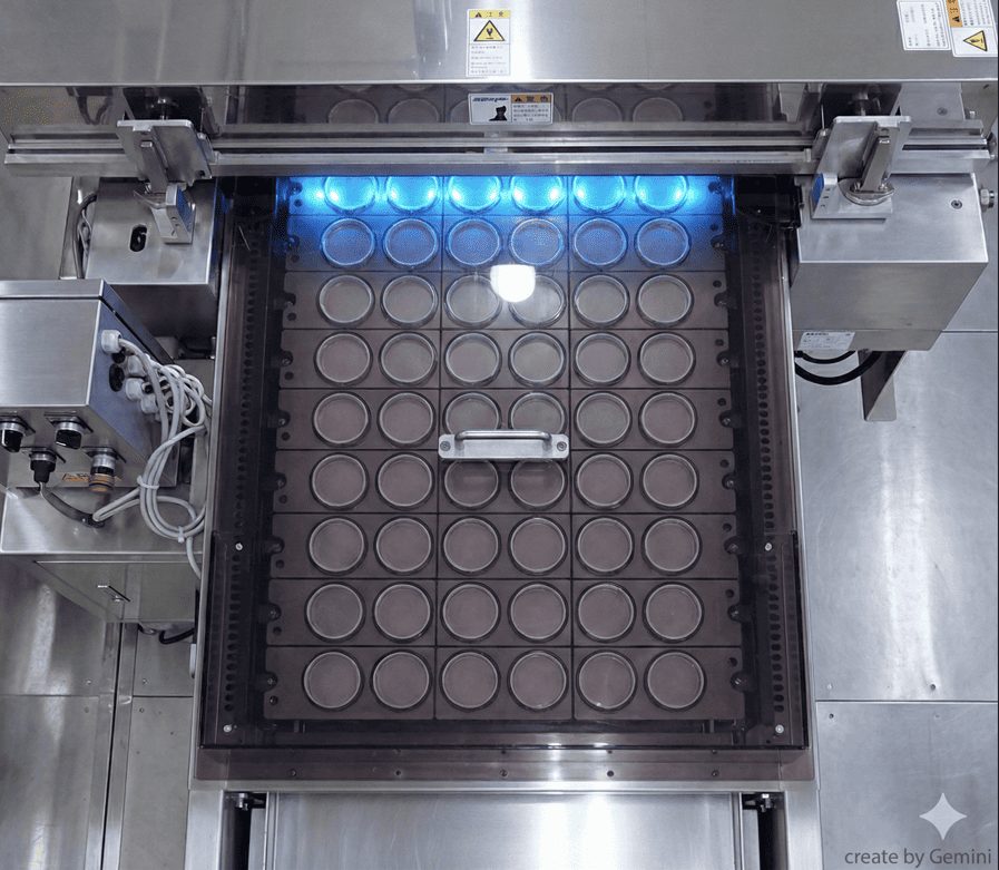 食品工場 紙パッケージ紫外線殺菌装置